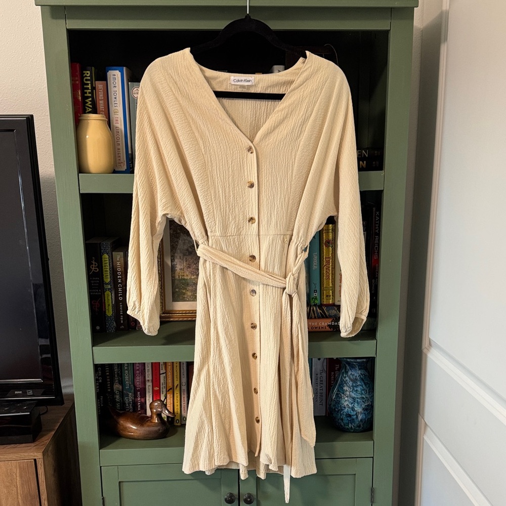 Calvin Klein Beige Long Sleeve Dress